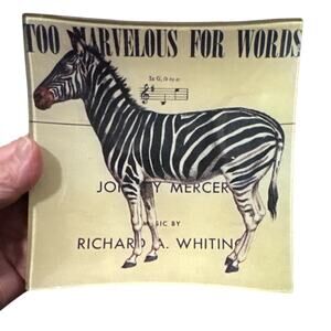 Rare Signed Carol Kaas Handmade Decoupage Zebra Glass Dish